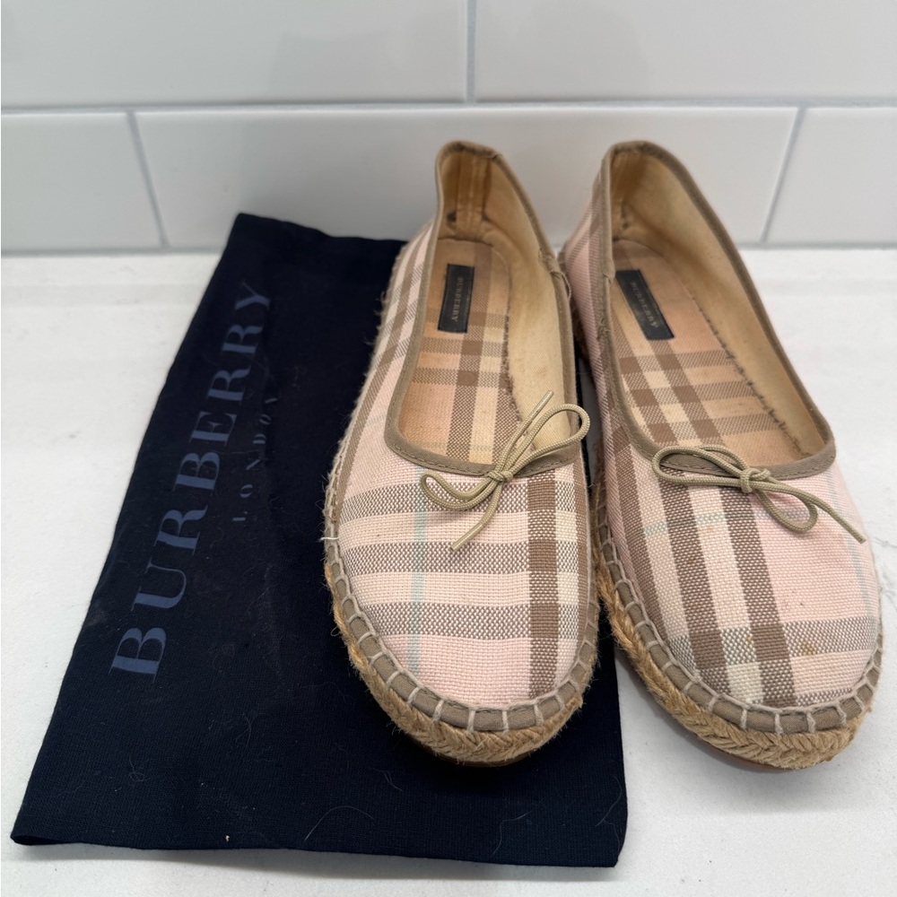 Burberry Pink and Brown Espadrille Flats